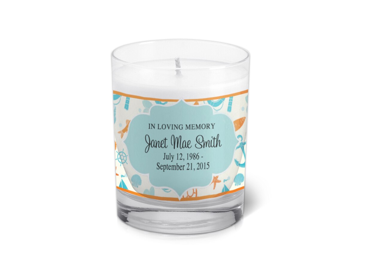 Seabreeze Personalized Votive Memorial Candle.