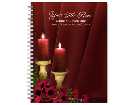 Candlelight Spiral Wire Bind Memorial Funeral Guest Book.