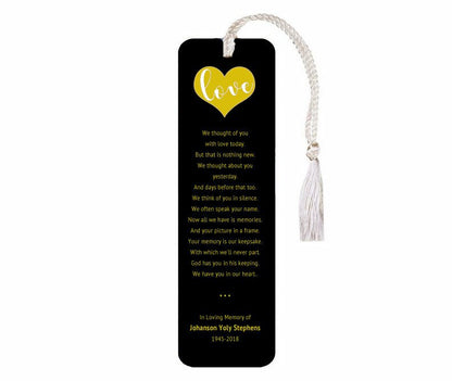 Leather Memorial Bookmark We Thought of You Poem.