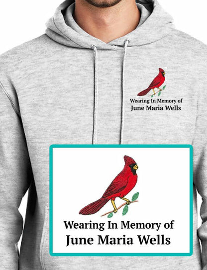 Cardinal Embroidery Fleece Hooded Memorial Sweatshirt (Ladies-Men).