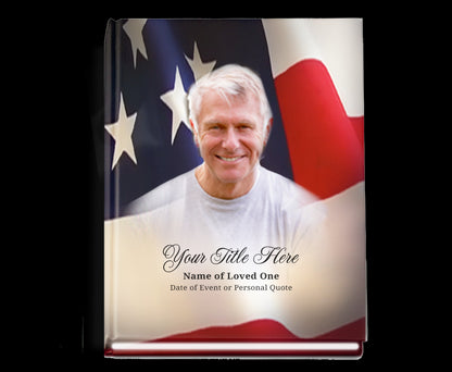US Flag Perfect Bind Memorial Funeral Guest Book.