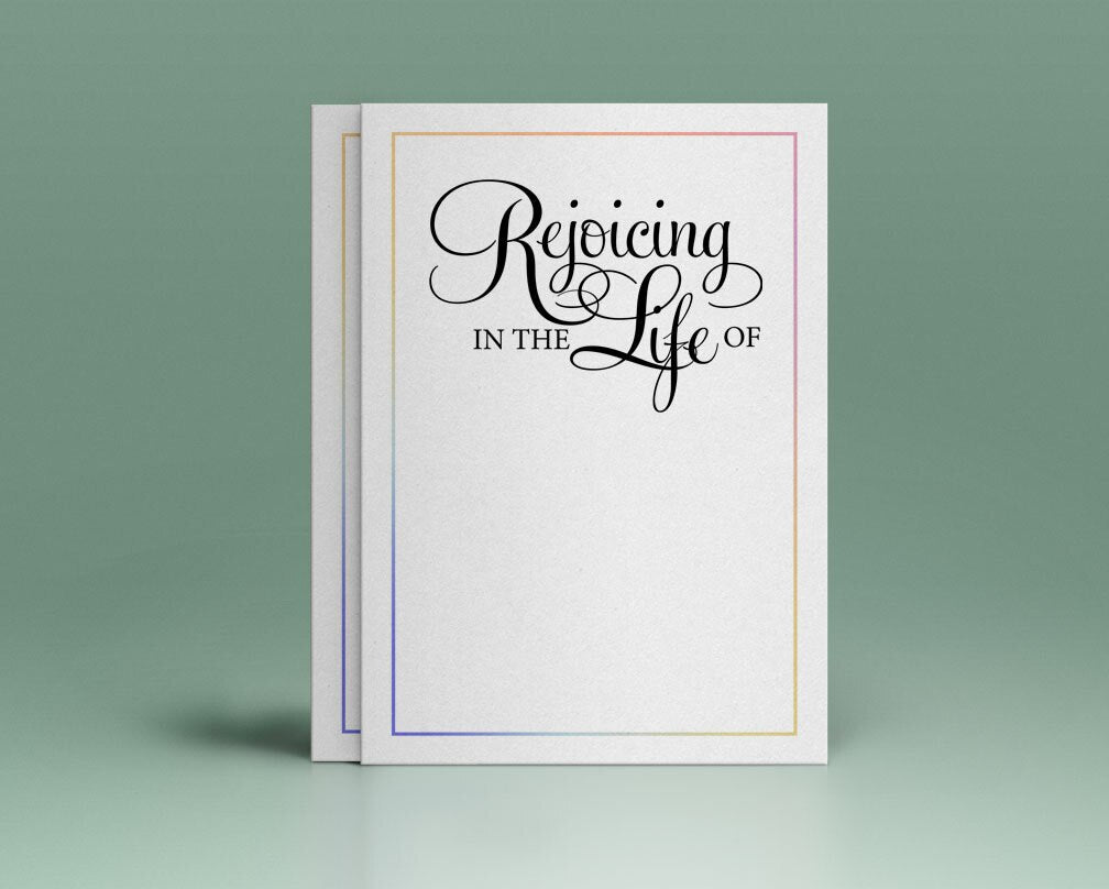 Rejoicing In The Life Of Funeral Program Title.