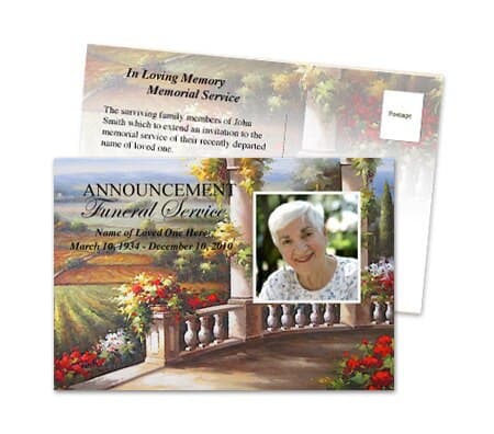 Tuscany Funeral Announcement Template.