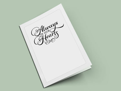 Always In Our Hearts Funeral Program Title.