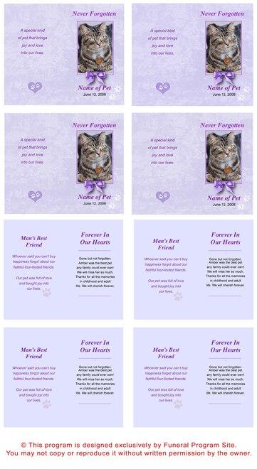 Purple Pet Memorial Cards Design & Print (Pack of 50).