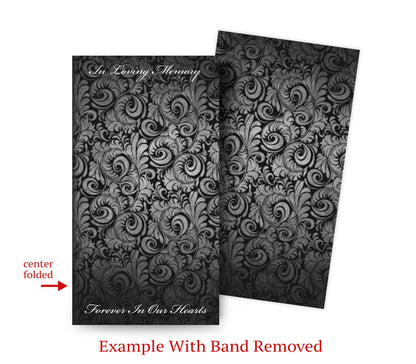 Funeral Program Classy With Laser Cut Flourish Band Design & Print (Pack of 25).
