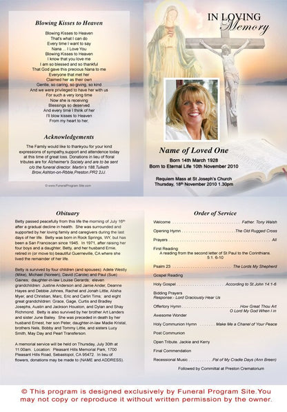 Vision A4 Funeral Order of Service Template.