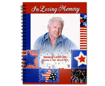 Americana Spiral Wire Bind Memorial Funeral Guest Book.