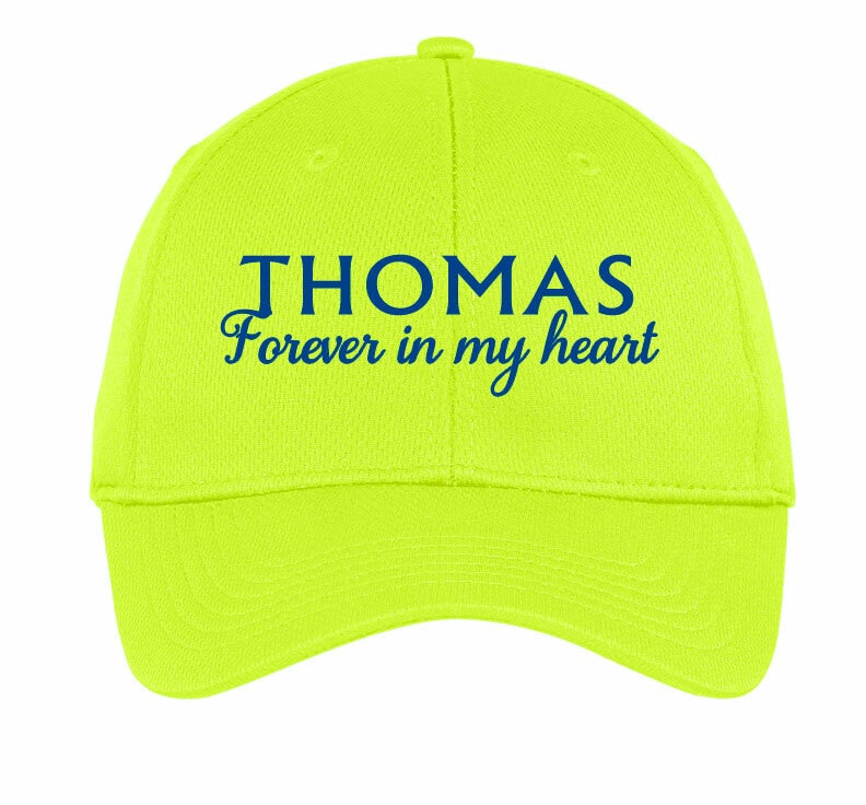 Personalized Forever In My Heart Embroidered In Memory Baseball Cap.