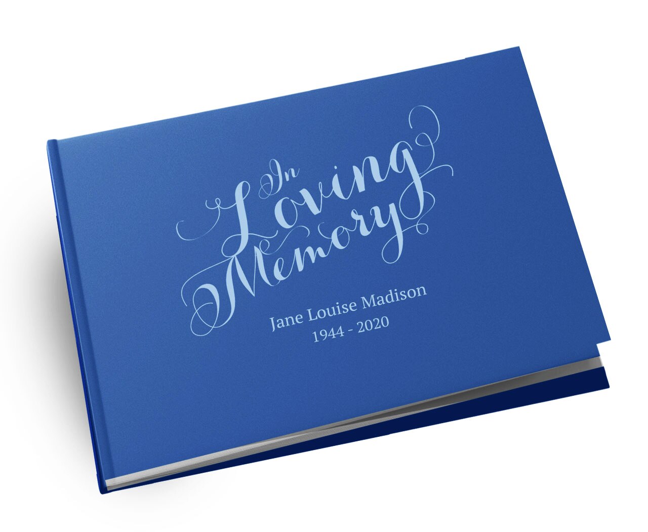 Scripted Elegance Landscape Linen Funeral Guest Book.