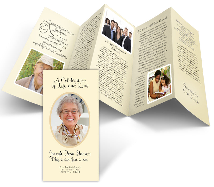 Solid Color Accordion Fold Funeral Program Design & Print (Pack of 25).