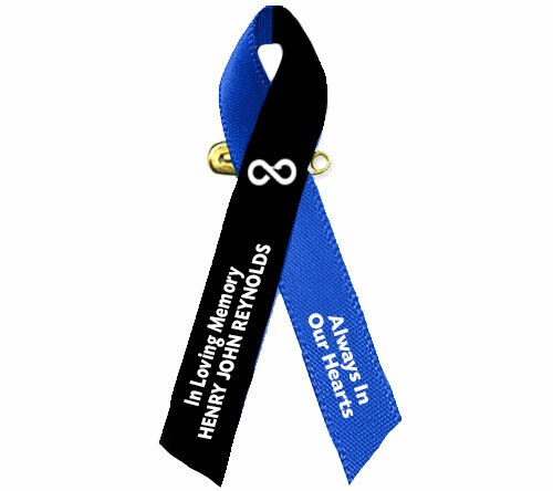 Black Blue Awareness Ribbon Loss of A Male Loved One - Pack of 10.