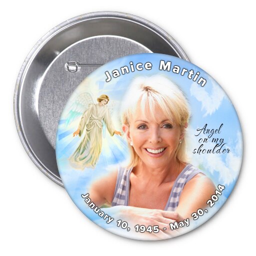 Angel Devout Memorial Button Pin (Pack of 10).