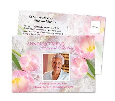 Pearls Funeral Announcement Postcard Template.