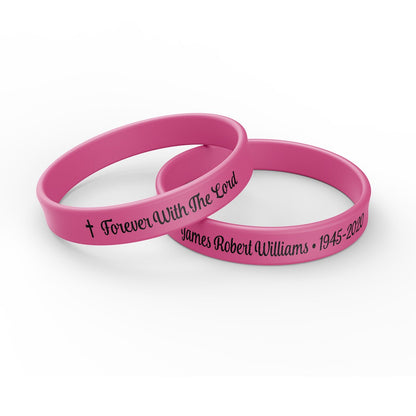 Personalized In Loving Memory Silicone Bracelet - Forever With Lord (Pack of 10).