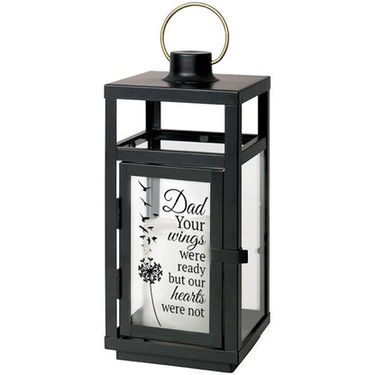 Dad Your Wings Were Ready Black Memorial Lantern With LED Candle.