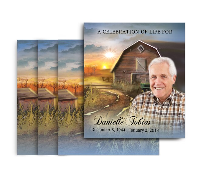 Barn No Fold Memorial Card Design & Print (Pack of 25).