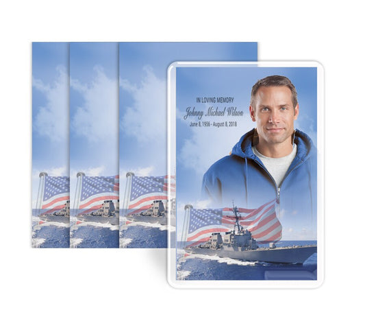 Military Navy Funeral Prayer Card Design & Print (Pack of 50).