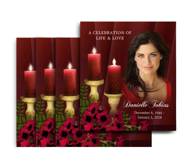 Candlelight No Fold Memorial Card Design & Print (Pack of 25).