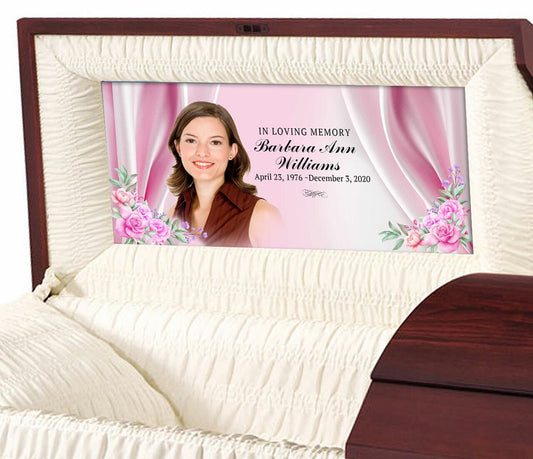 Satin Roses Personalized Casket Panel Insert.