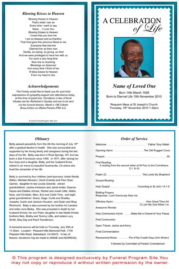 Galant A4 Funeral Order of Service Template.