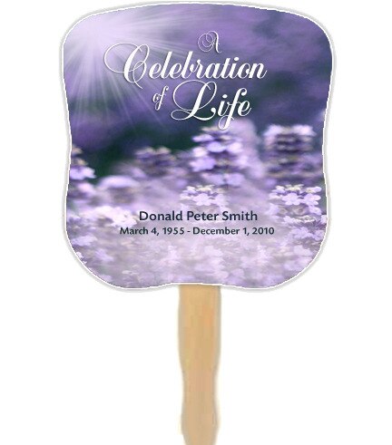 Lilac Cardstock Memorial Fan With Wooden Handle (Pack of 10).