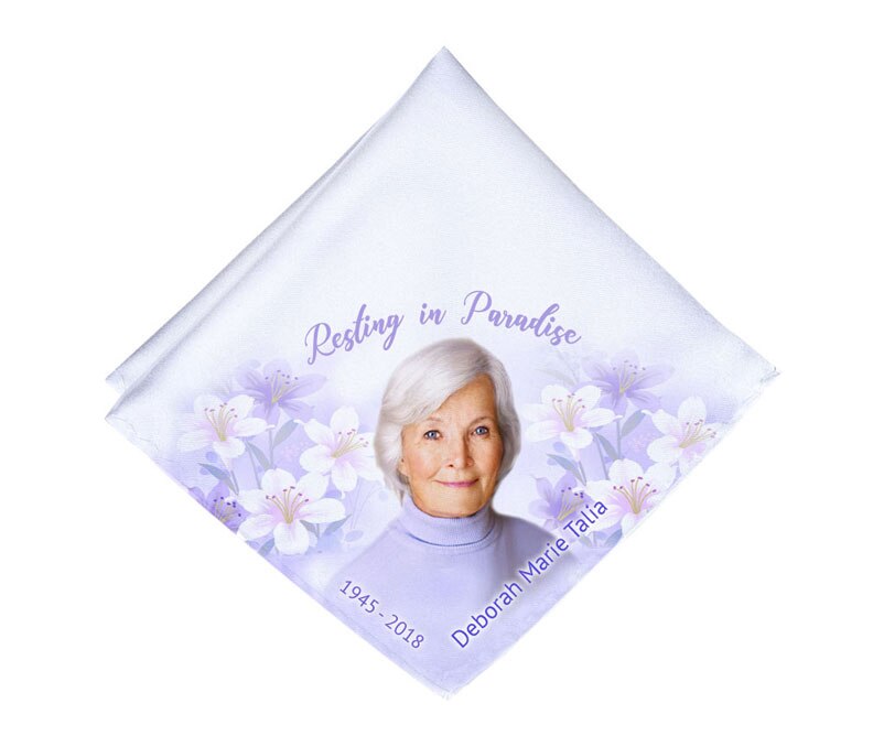 Lily of the Valley Personalized Memorial Handkerchief.