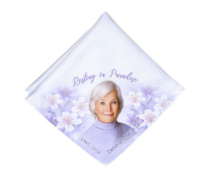 Lily of the Valley Personalized Memorial Handkerchief.