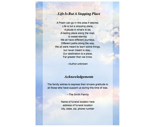 Ivory 8-Sided Funeral Graduated Program Template (Letter Size).