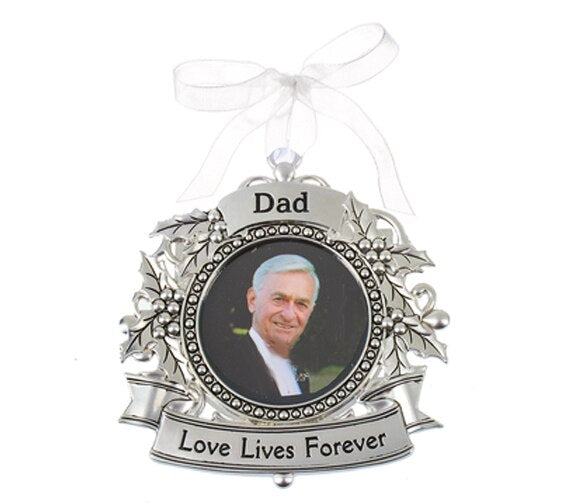 Dad Silver In Loving Memory Christmas Ornament.