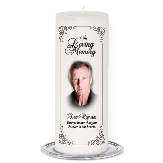 Signature Personalized Wax Pillar Memorial Candle.