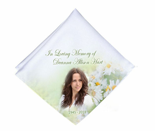 Fresh Daisies Personalized Memorial Handkerchief.
