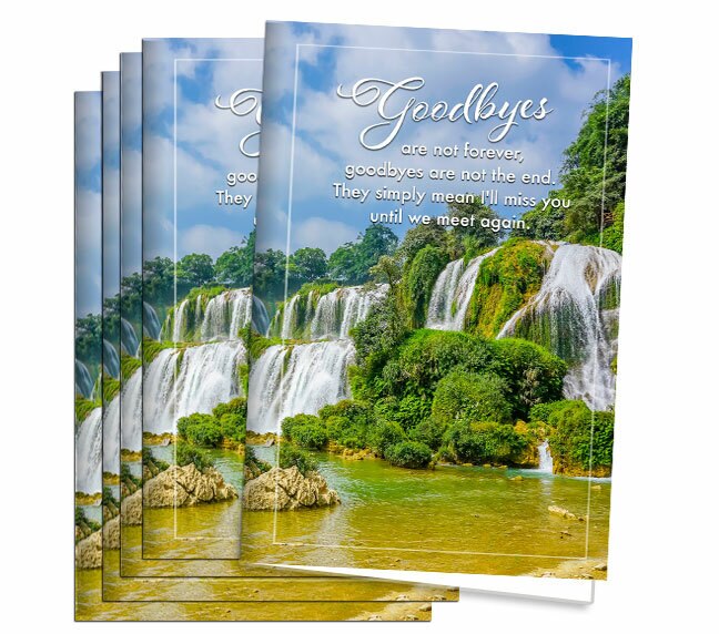 Funeral Program Paper - Goodbyes Are Not Forever (Pack of 25).