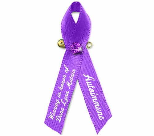 Personalized Lupus Awareness Ribbon (Purple) - Pack of 10.