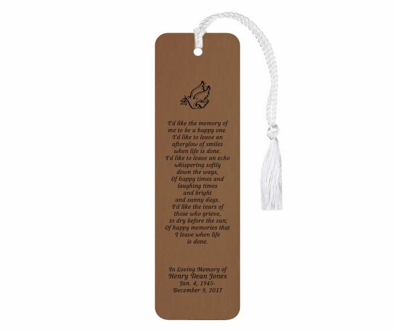 Leatherette Memorial Poem Bookmark Afterglow.