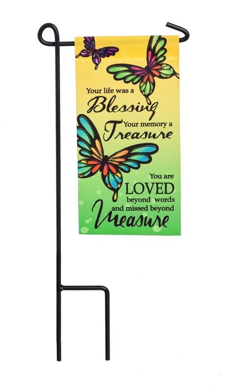 Your Life A Blessing Mini Memorial Flag With Stand.