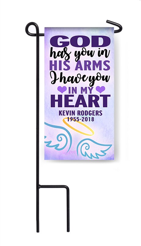 Personalized God Has You Mini Memorial Flag With Stand.