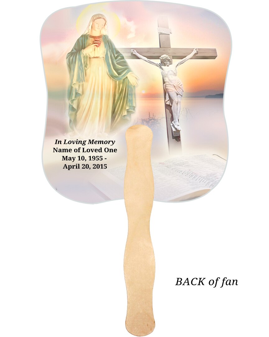 Vision Cardstock Memorial Fan With Wooden Handle (Pack of 10).