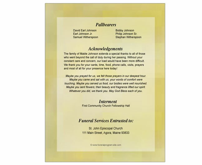 Bouquet Funeral Booklet Template.