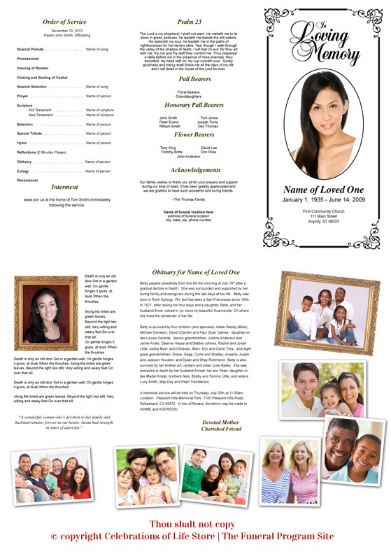 Cadence Trifold Funeral Brochure Template.