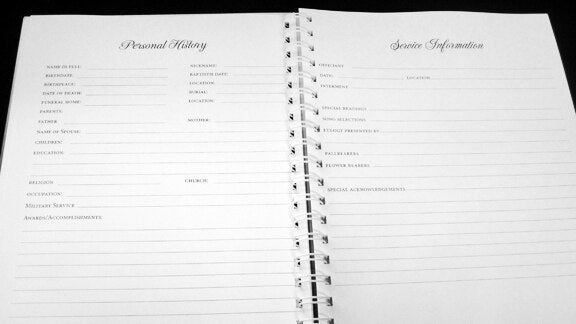 Blossom Spiral Wire Bind Memorial Funeral Guest Book.