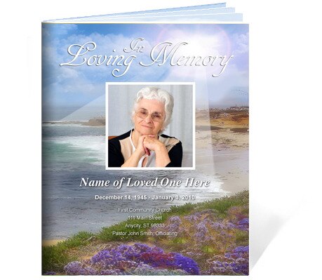 Seascape Funeral Booklet Template.