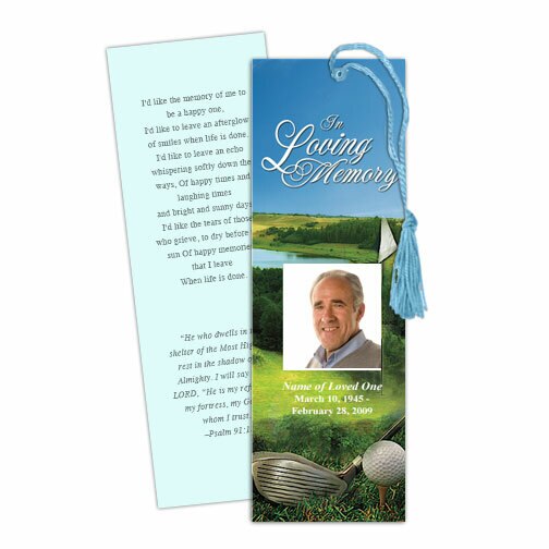 Golfer Memorial Bookmark Template.