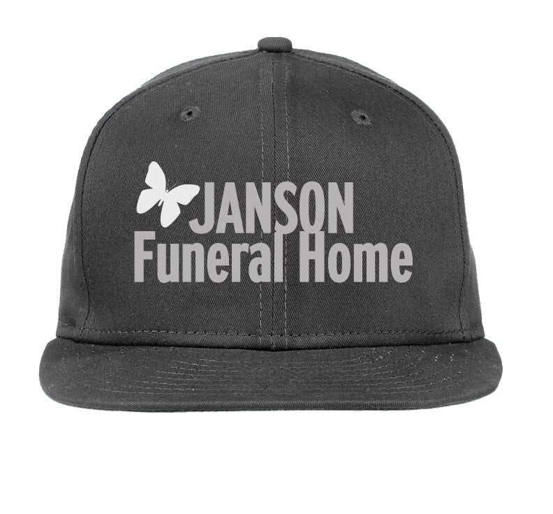 Personalized Funeral Home Logo Flat Bill Baseball Cap.