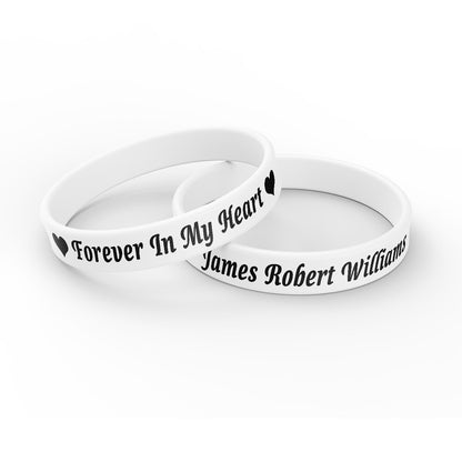 Personalized In Loving Memory Silicone Bracelet - Forever In My Heart (Pack of 10).