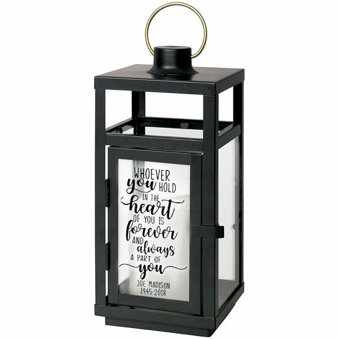 Whoever You Hold In Your Heart Black Lantern With LED Candle.
