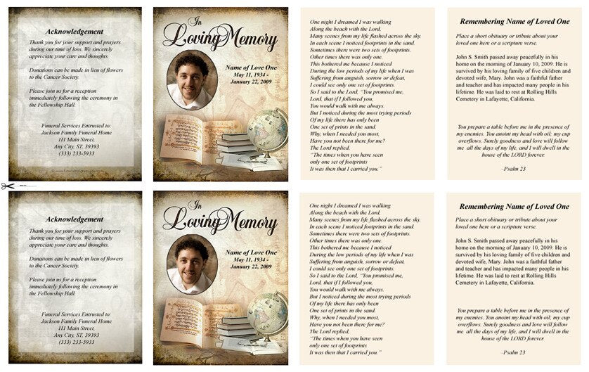 History Small Memorial Card Template.