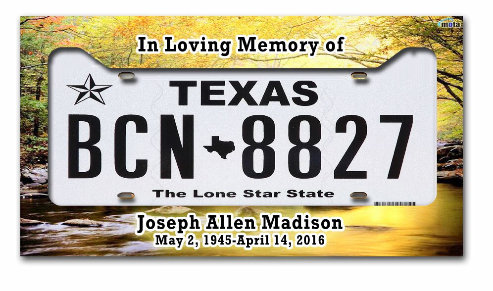 Sunset Custom In Loving Memory License Plate Frame.