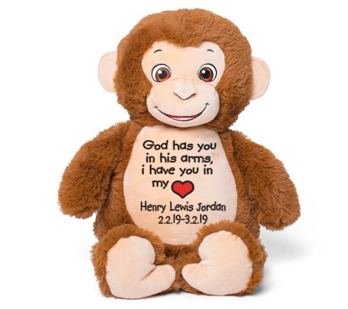 Smiles Monkey Memorial Stuffed Animal-Urn.