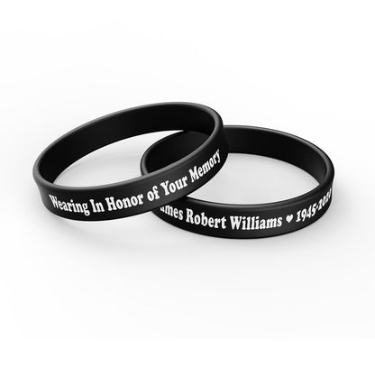 Personalized In Loving Memory Silicone Bracelet - Honor Your Memory (Pack of 10).